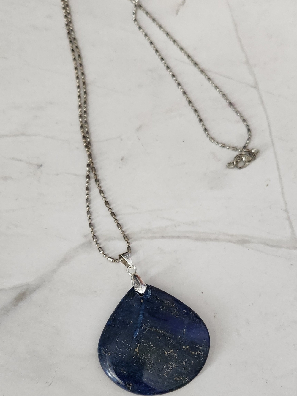 Lapis Lazuli Teardrop Pendant Necklace - Blue - Picture 5 of 7